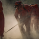 Incarcerated firefighters from Oak Glen Conservation Camp clear vegetation that could fuel a wildfire near Yucaipa, California, on September 28, 2017.